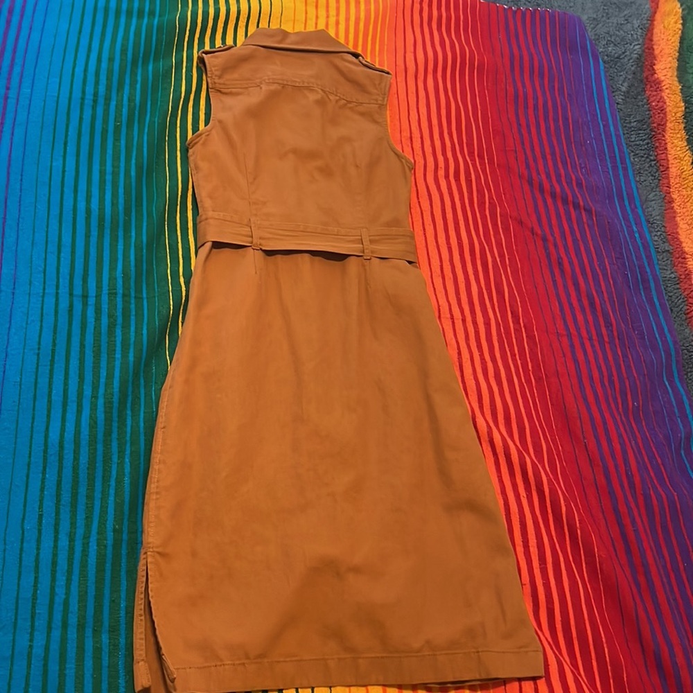 Stylish Brown Sleeveless Button-Down Dress - Picture 4 of 6